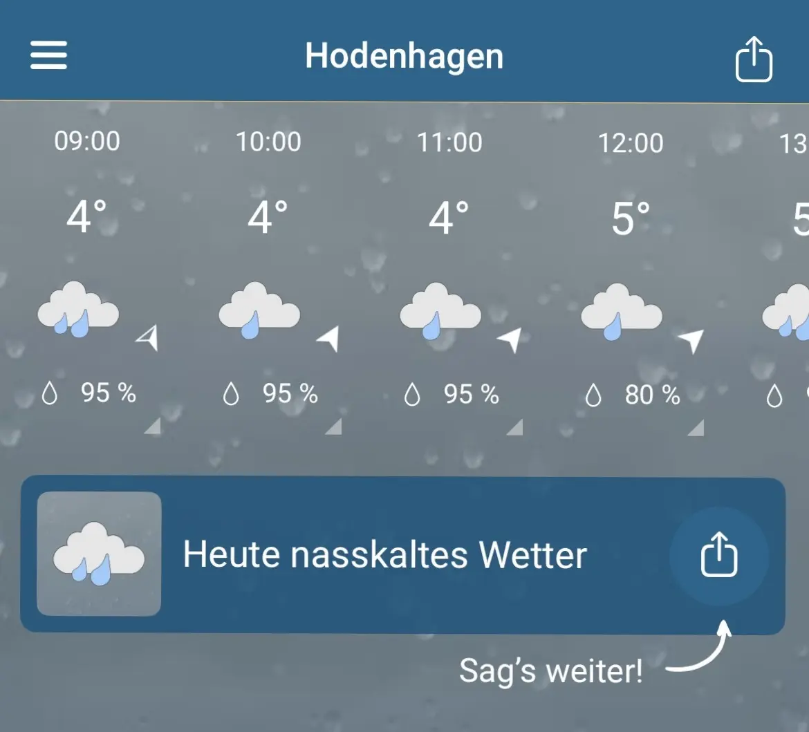 Sag´s nicht weiter … wir sind tatsächlich über drei Stunden trocken geblieben!!! Und danach sogar wieder trocken geworden. | © Screenshot von wetteronline.de